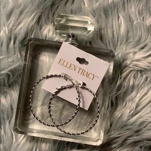 Ellen Tracy Silver Hoops Earrings